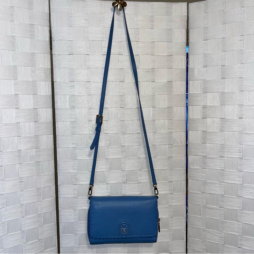 Tory Burch Marion Leather Crossbody Bag Blue Classic Quiet luxury - Picture 4 of 13
